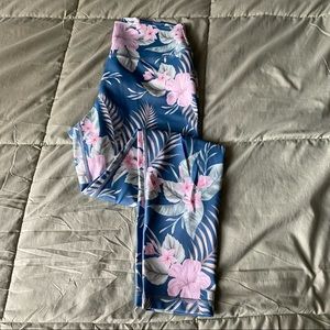 Floral Blue and Pink Leggings